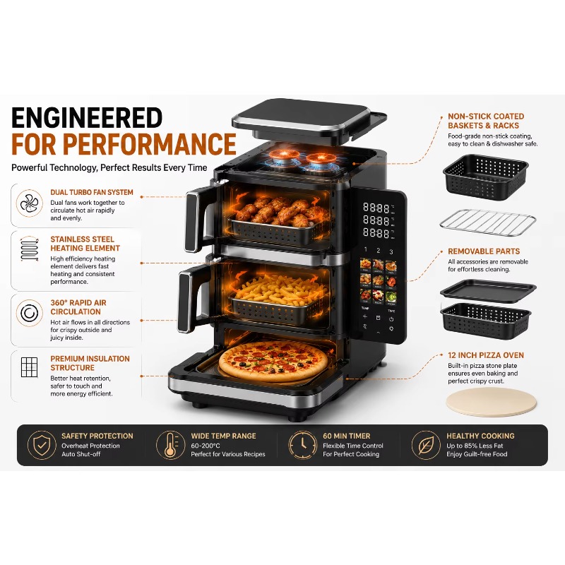Air Fryer - Fritadeira elétrica sem óleo, com funções